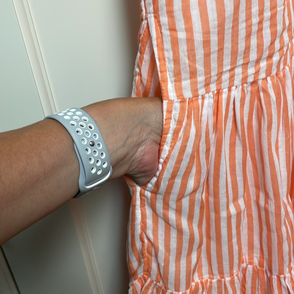 Oliphant Coral and White Ruffled Tiered Sundress - Picture 7 of 7
